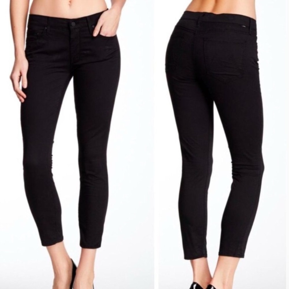Mother The Looker Crop in Island Fever Black Pant 28